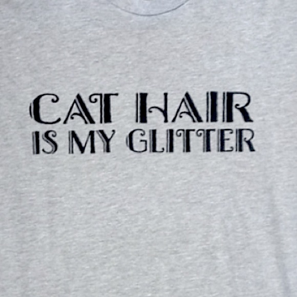 Women’s Grey "Cat Hair Is My Glitter"  Cat Graphic Short Sleeve T-Shirt S - Picture 3 of 6